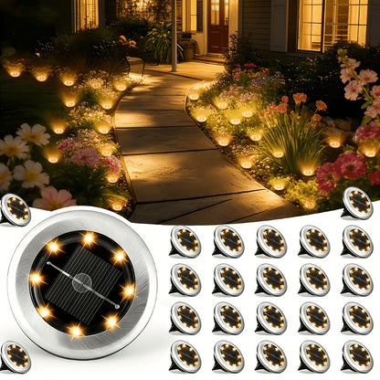 Solar Ground Lights, Outdoor LED Path Lights, Courtyard, Lawn, Driveway Underground Lights, White Light, Stainless Steel, Waterproof And Dustproof