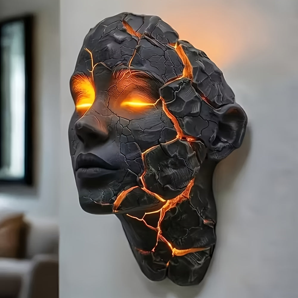 3D Shattered Wall Lamp LED Night Light | Broken Face Moving Effect Wall Decor Light for Bedroom Living Room Bar Cafe Gothic Home Lighting Plug-in Easy Install