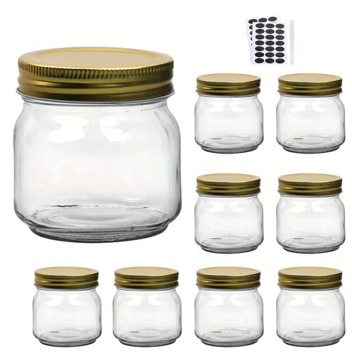9/18/27/36-Pcs, 8oz Glass Jars with Lids, Regular Mouth Mason Jars for Storage, Spice Canning Jar for Caviar, Herb, Jelly, Jams, Honey, Dishwasher Safe