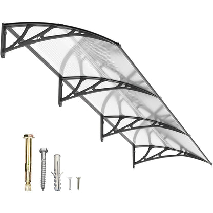 30/ 40/ 48/ 60/ 80" Window Awning Door Canopy Overhang Awnings for Doorways Polycarbonate Cover Patio Door Awning UV Rain Snow Sunlight Protection Hollow Sheet
