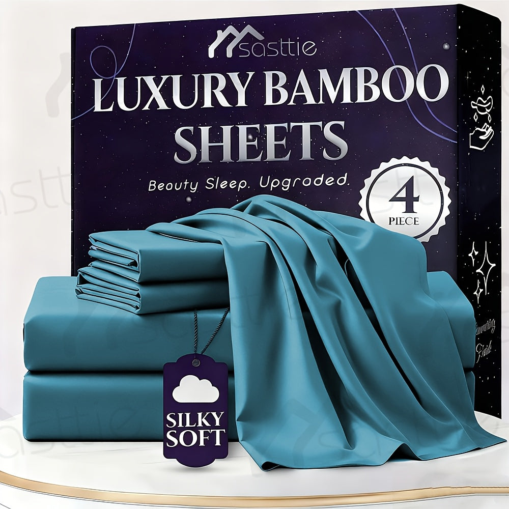 Bamboo Bed Sheet Set - 100% Bamboo Blend - 16" Deep Pocket with Elastic - Breathable Hotel Sheets And Pillowcase Set - Great Christmas Gifts