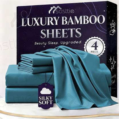 Bamboo Bed Sheet Set - 100% Bamboo Blend - 16" Deep Pocket with Elastic - Breathable Hotel Sheets And Pillowcase Set - Great Christmas Gifts