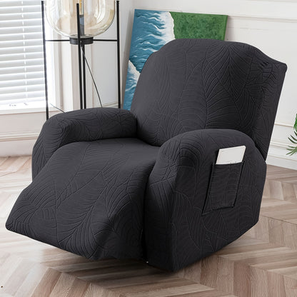 1/2/3/ Seat Plus Center Control Recliner Sofa Cover, Winter Insulation, Furniture Decoration, High Stretch Big Leaves Jacquard Sofa Recliner Cover, Soft And Washable, Loveseat Recliner Cover with Console, Home Decoration, Mother'S Day Gifts