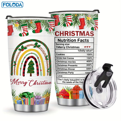 Foloda 1pc Red Truck Tumbler Christmas Patterns Tumbler Merry Christmas Gift Tumbler Stainless Steel Double Wall Vacuum Insulated Tumblers 20oz Coffee Travel Mug Xmas Gift Red Truck Gifts For Men Women Friend Parent Teacher Birthday