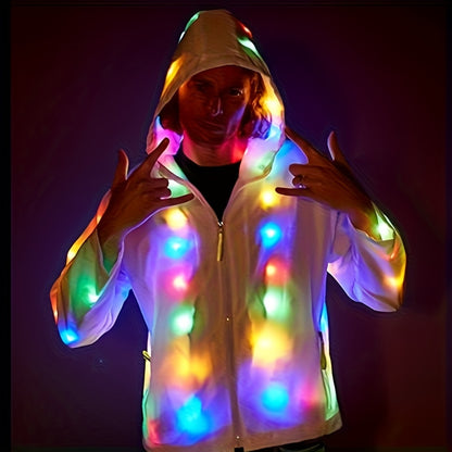 1 LED Party Jacket for Adults - Washable, Colorful Glowing Costume Suitable for Halloween, Christmas, Dance, And Social Gatherings - Unisex, Battery Powered (Excluding AA Batteries), Polyester Fabric, Perfect for Parties And Events, Holiday Attire