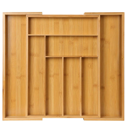 Versatile Bamboo Expandable Drawer Organizer for Cutlery, Adjustable Tray, Wooden Drawer Dividers for Organizing Silverware, Cutlery And Knives in The Kitchen, Bedroom Or Living Room