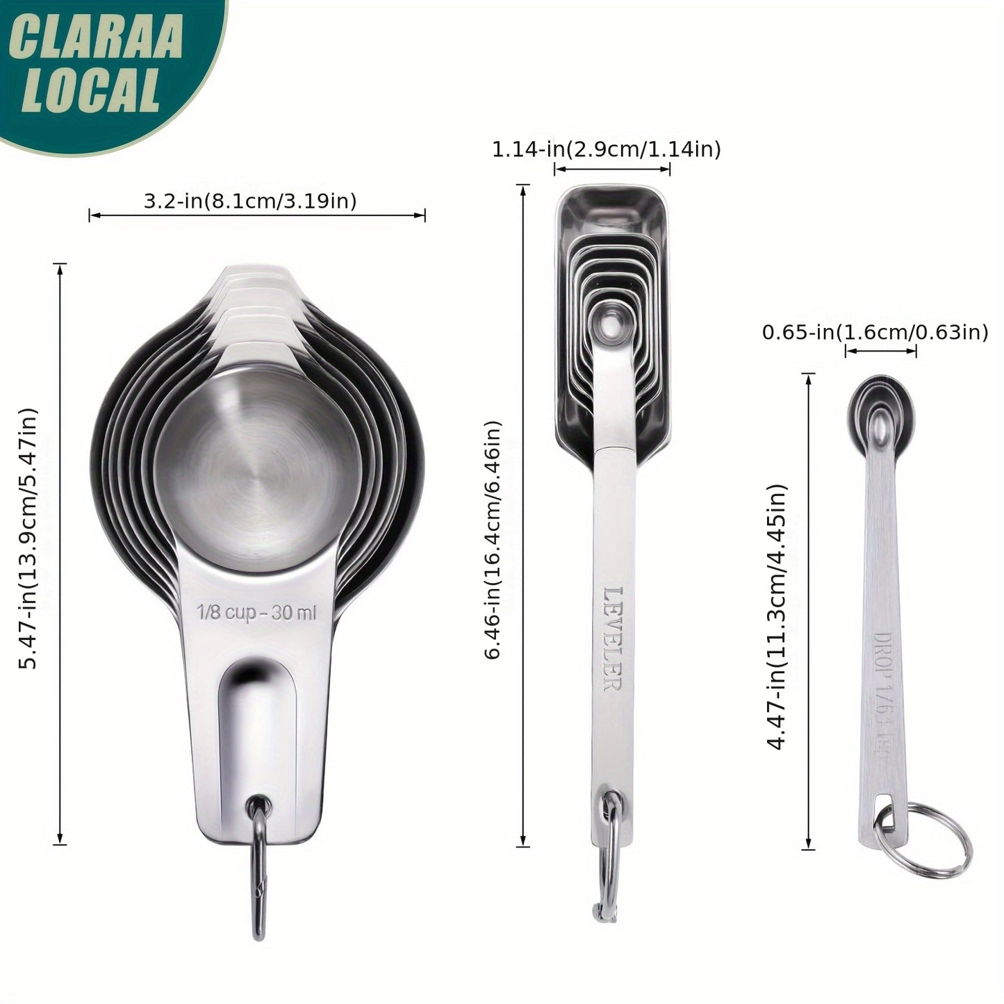 Minteem 13/20pcs Stainless Steel Measuring Cup And Spoon Set, Including 7 Measuring Cups, 12 Measuring Spoons, And A Leveler, Used for Cooking And Baking Dishwasher Kitchen Measuring Cups