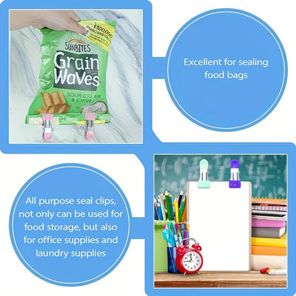 28pcs Stainless Steel Clips, Heavy Duty Rustproof Strong Grips, Multipurpose Airtight Sealing Clips for Food Bags, Clothes Hanging, Kitchen, Office, Home (Random Colors)
