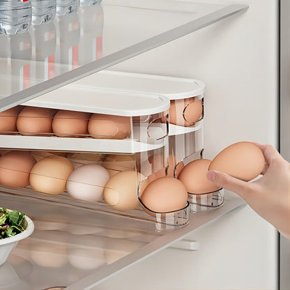 Double-layer Rolling Egg Dispenser - Automatic Space-saving Refrigerator and Cabinet Storage, Keeping Eggs Fresh, Perfect for Kitchen Finishing