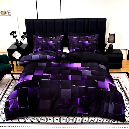3pcs Cool Tech Digital Print Duvet Cover Set for All Seasons, Available in Red And Blue, in Four Sizes (Twin, Double, Queen, King) (1 Fitted Sheet + 1/2 Pillowcase, No Filling)