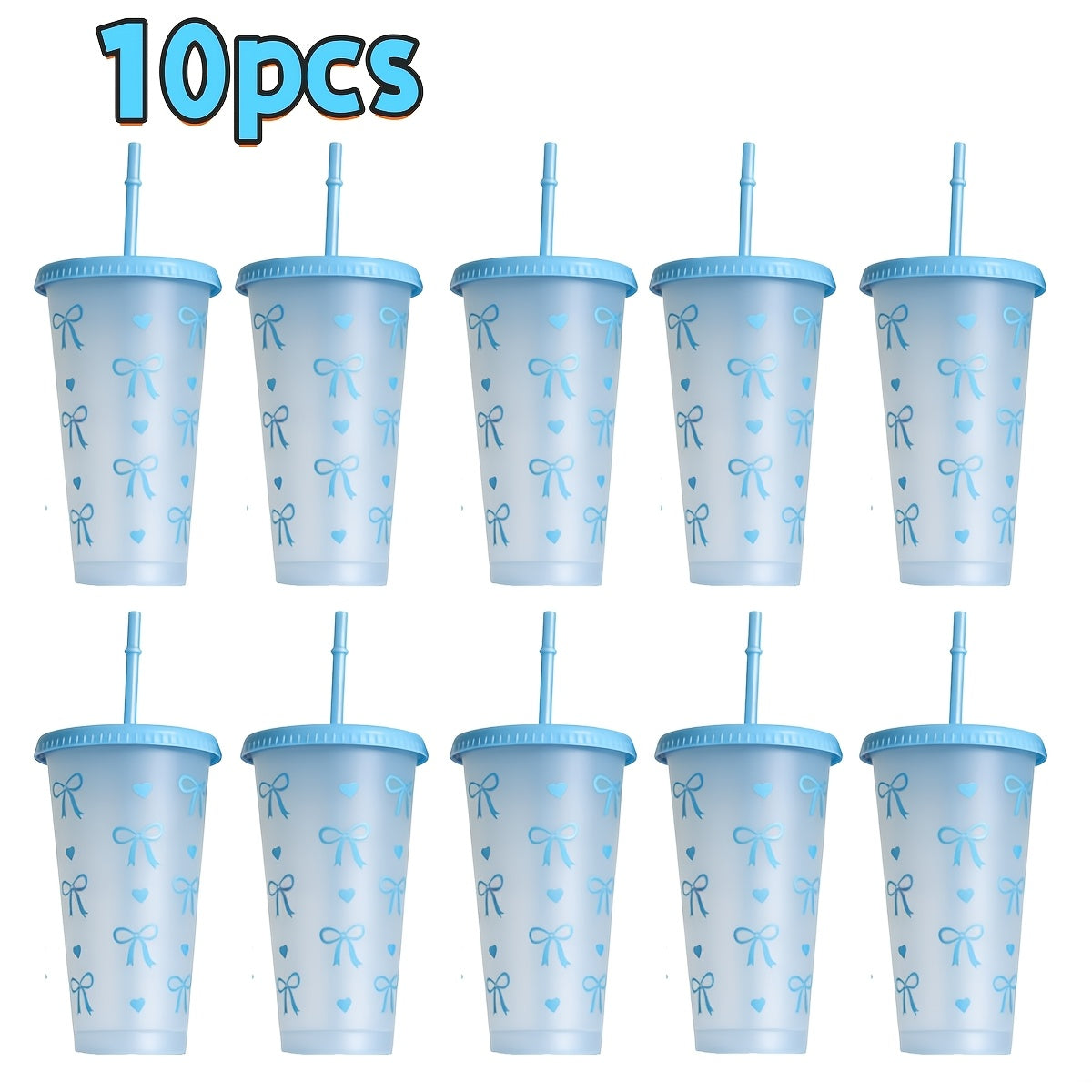 A Set of 10 Or 20 Reusable 24 Oz (Ounces) Party Cups - Made of PP Material, Equipped with Lids, Straws And Dust Covers, Is Perfect for Parties, Gatherings, Offices And Camping. It Is The Top Choice for Holiday Bulk Gifts