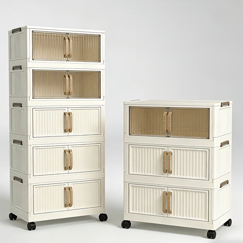 Multi-Functional Foldable Storage Cabinet, with 5-Tier/3-Tier Large Capacity, Space-Saving, Suitable for Entrance, Corridor, Bedroom And Living Room
