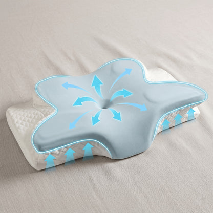 Cervical Neck Pillow for Sleeping – Butterfly-Shaped Ergonomic Memory Foam Pillow, Contour Support for Back & Side Sleepers, Slow Rebound Pressure Relief, Machine-Washable Pillowcase, Multiple Colors & 2-Pack Options