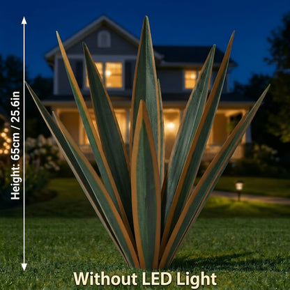 26-inch Large-scale Rustic Agave Metal Sculpture, Hand-painted Garden And Courtyard Statue With Remote Control, Solar-powered Lawn Decoration