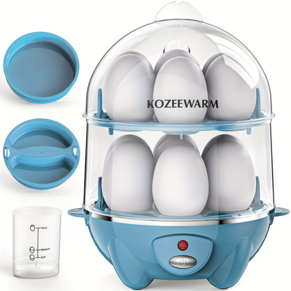 Egg Cooker with Auto Shut-Off – Single & Double Layer Electric Egg Boiler for Hard Boiled, Soft Boiled, Scrambled, Omelette Eggs, Steamed Vegetables & Dumplings