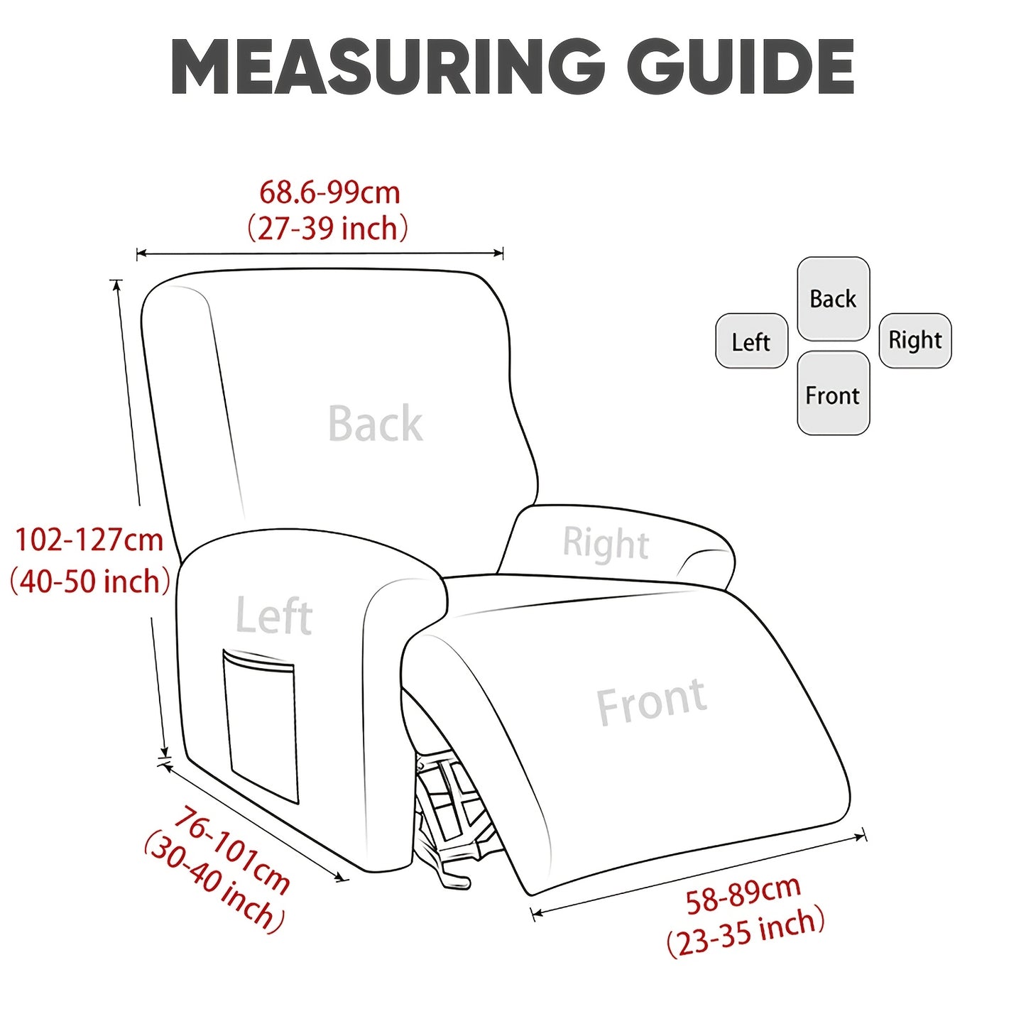 4pcs Stretch Recliner Slipcovers Recliner Chair Covers Lazy Boy Recliner Covers Non-Slip Reclining Furniture Protector Sofa Couch Cover with Elastic Bottom, Home Decor