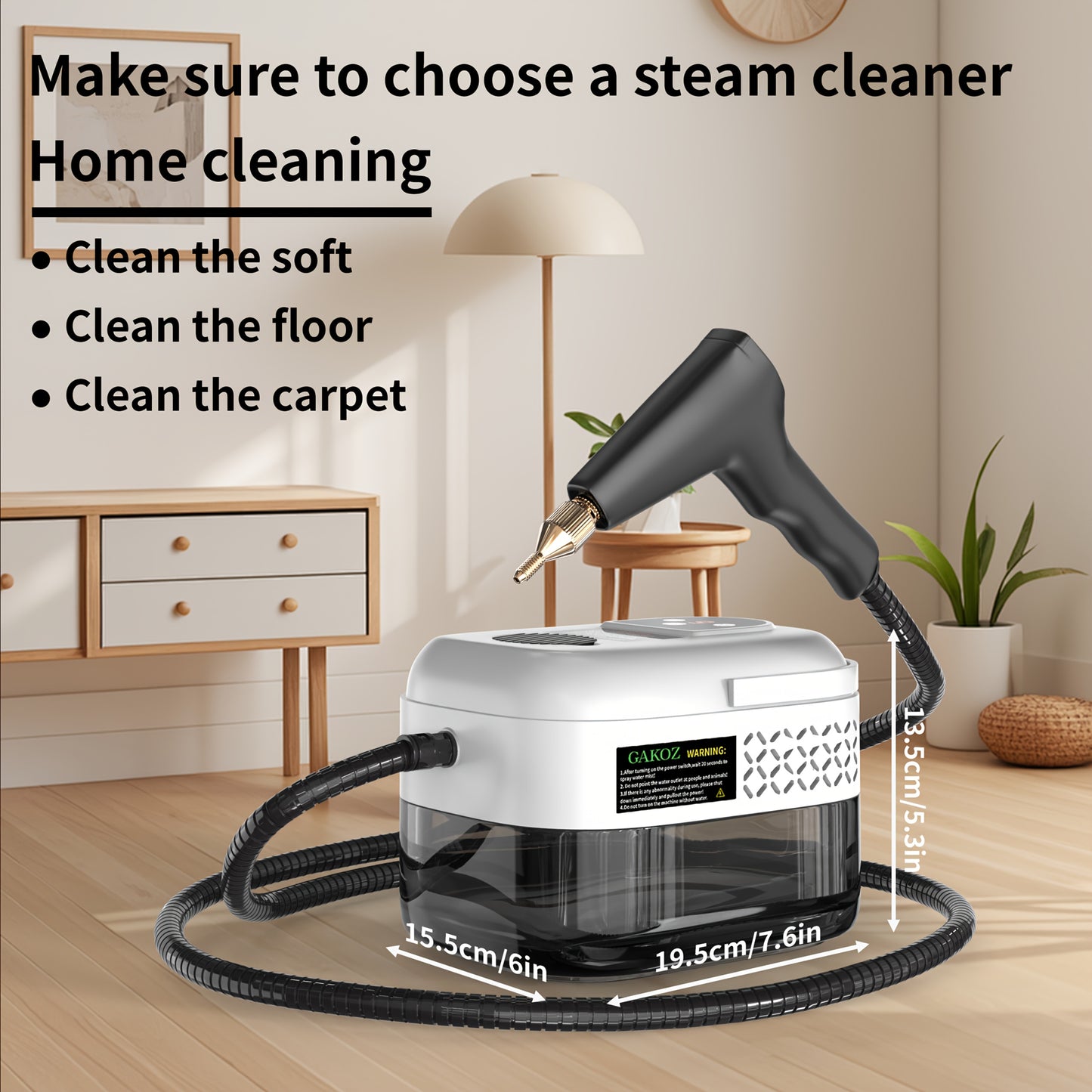 High-pressure And High-temperature Steam Cleaner, Household Steam Cleaner Handheld, High-temperature Carpet Cleaner, Easy to Carry, LCD Display, Multi-speed Control Button, Suitable for Kitchen Fume, Sofa, Tile Gap Cleaning
