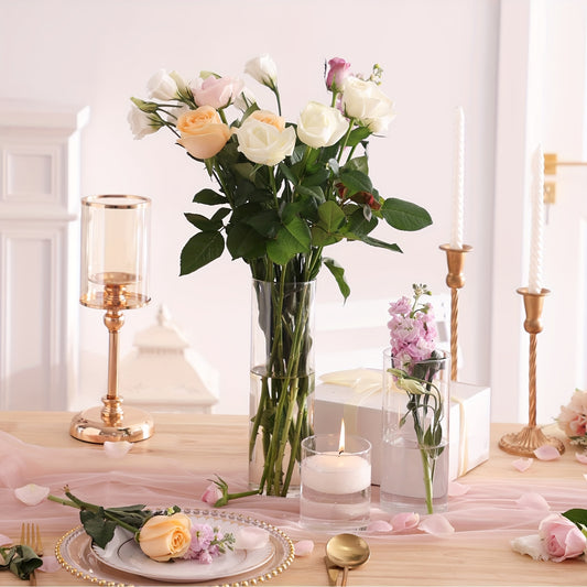 Clear Cylinder Glass Vases Set Wedding Centerpieces Home Decor