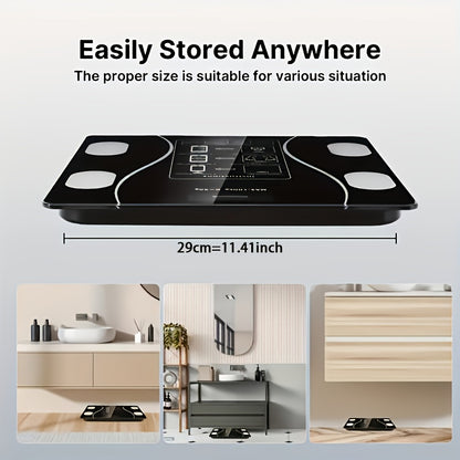 Intelligent Bathroom Scale, Digital Body Scale, with Backlit LED Display Screen And Sturdy Tempered Glass, Compact Size, Weighing Up to 400 Pounds/180 Kilograms