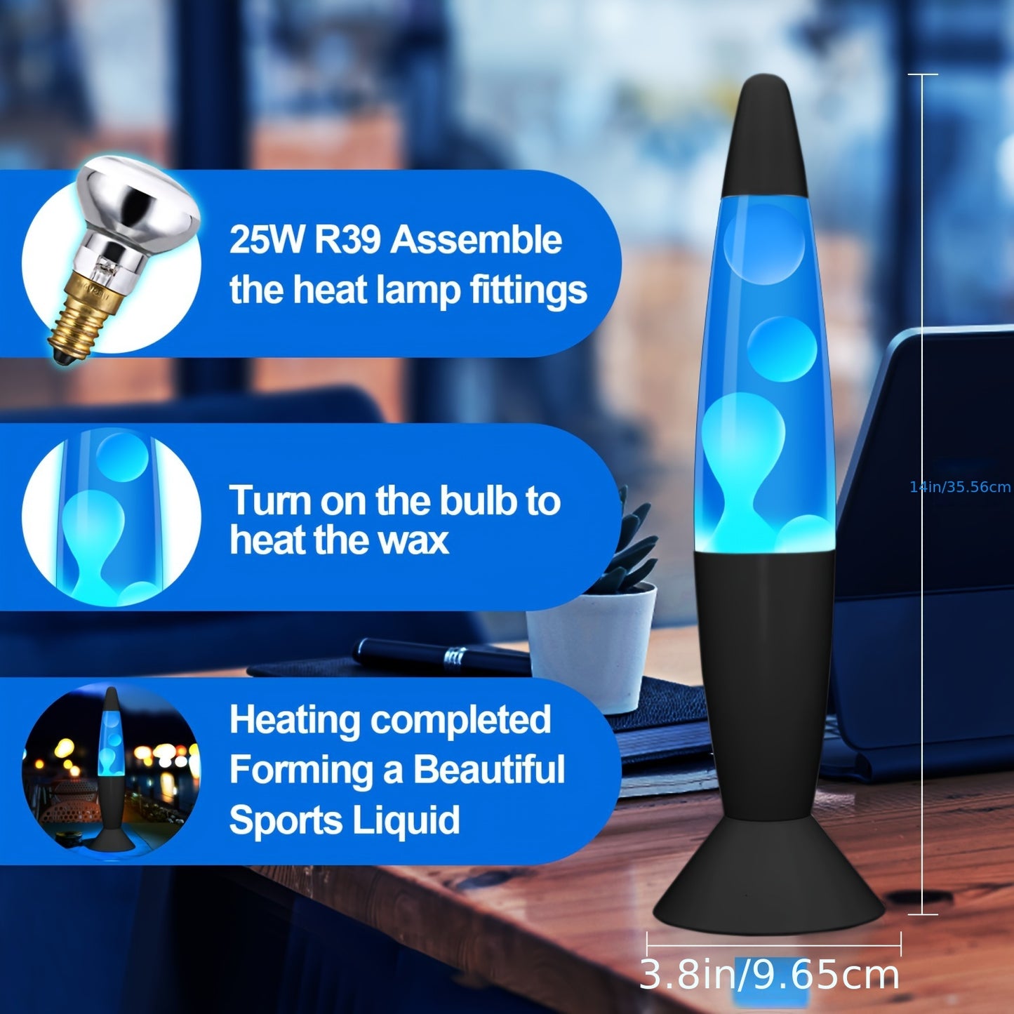 14Inch Beautiful Liquid Lamp - Relaxing Night Light Home Decoration Motion Lamp for Living Room Office Bedroom Lamp for Adults, Teens, Magma Lamp