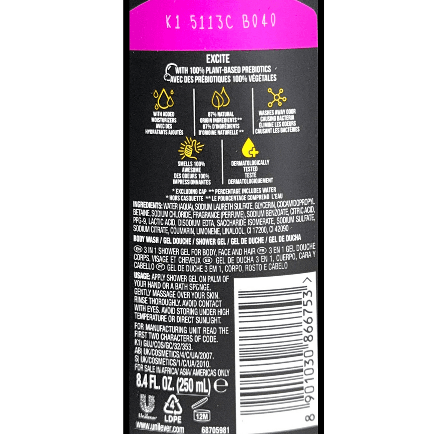AXE Body Wash 4-Pack Mix Variety Set – Assorted Scents Men's Body Wash Bundle, Long-Lasting Fragrance, Moisturizing Formula, Daily Shower Gel for Men, Value Multi-Pack