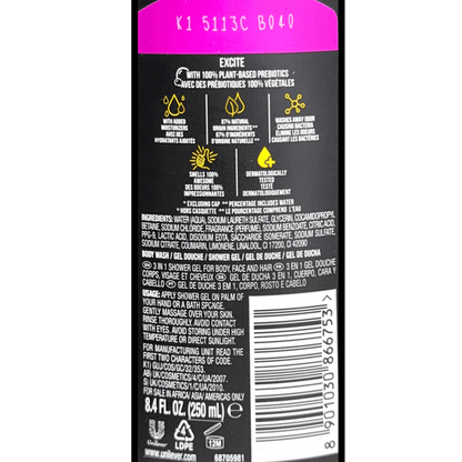 AXE Body Wash 4-Pack Mix Variety Set – Assorted Scents Men's Body Wash Bundle, Long-Lasting Fragrance, Moisturizing Formula, Daily Shower Gel for Men, Value Multi-Pack