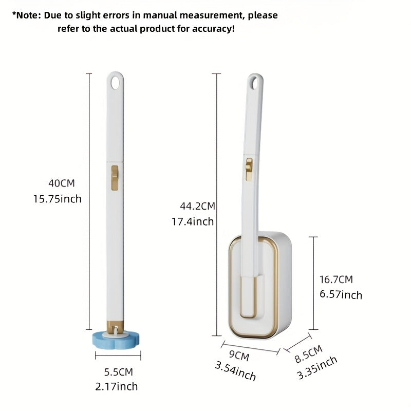 8pcs Easy Install No-Drill Wall-Mounted Toilet Brush Set, Replaceable Disposable Brush Heads, Long Handle Design for Bathroom Cleaning - Plastic, Medium Firmness, Ideal for Home and Commercial Use, Toilet Cleaning Brushes