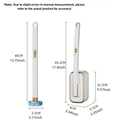 8pcs Easy Install No-Drill Wall-Mounted Toilet Brush Set, Replaceable Disposable Brush Heads, Long Handle Design for Bathroom Cleaning - Plastic, Medium Firmness, Ideal for Home and Commercial Use, Toilet Cleaning Brushes