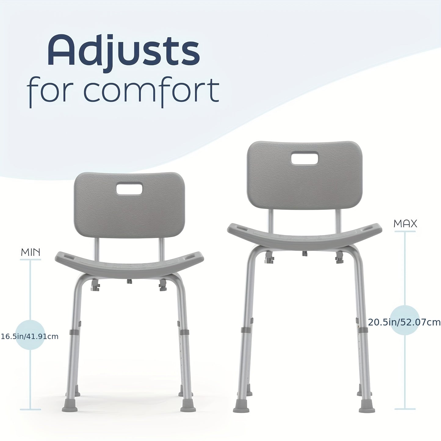 6Level Adjustable Height Shower Chair Ergonomic Aluminum Bath Stool with Extra-Wide Seat, Tool-Free Assembly Anti-Slip Feet for Elderly Disabled Pregnant Women - Ideal Gift for Bathroom Safety Post-Surgery Recovery, Shower Stool Sleek Metallic Design
