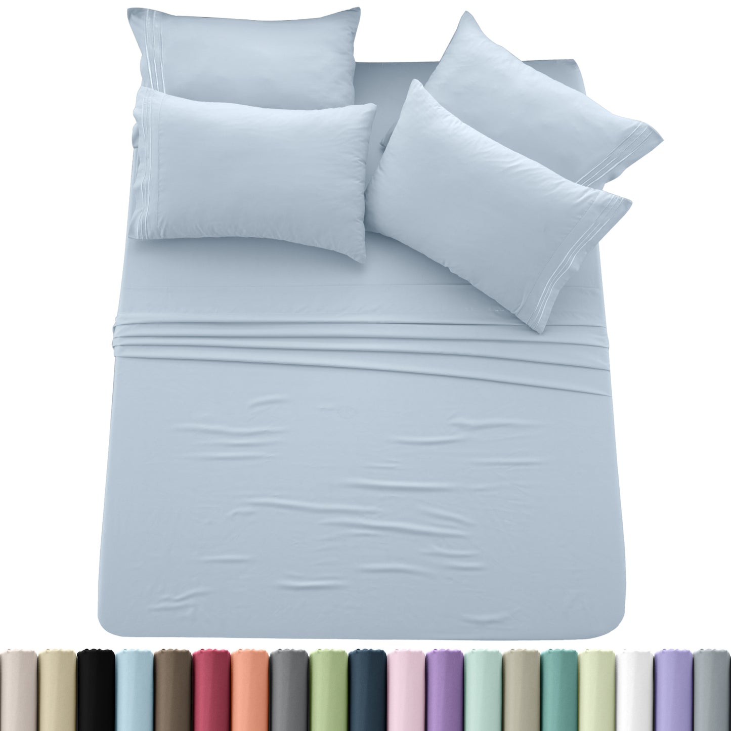 Hannah Bedding 6-PieceSheet Set – Soft Brushed 100% polyester, 20 Vibrant Colors, 6 Different Sizes – Stylish, Comfortable & Fade-Resistant