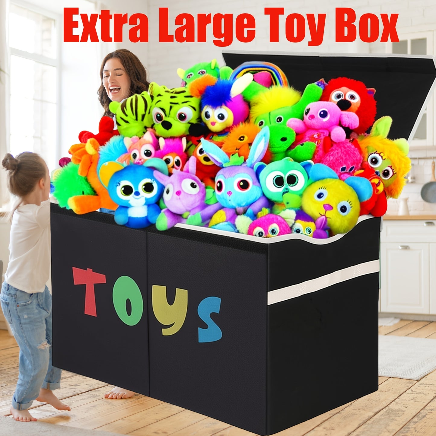 31.7gal Extra Large Box (Patents and Copyrights Pending), Collapsible Sturdy Kids Chest for Boys, Girls, Kids, Storage Organizer Bins with Lids, Box Baskets for Living Room, Bedroom, Nursery Shelf Baskets, Shelf Baskets