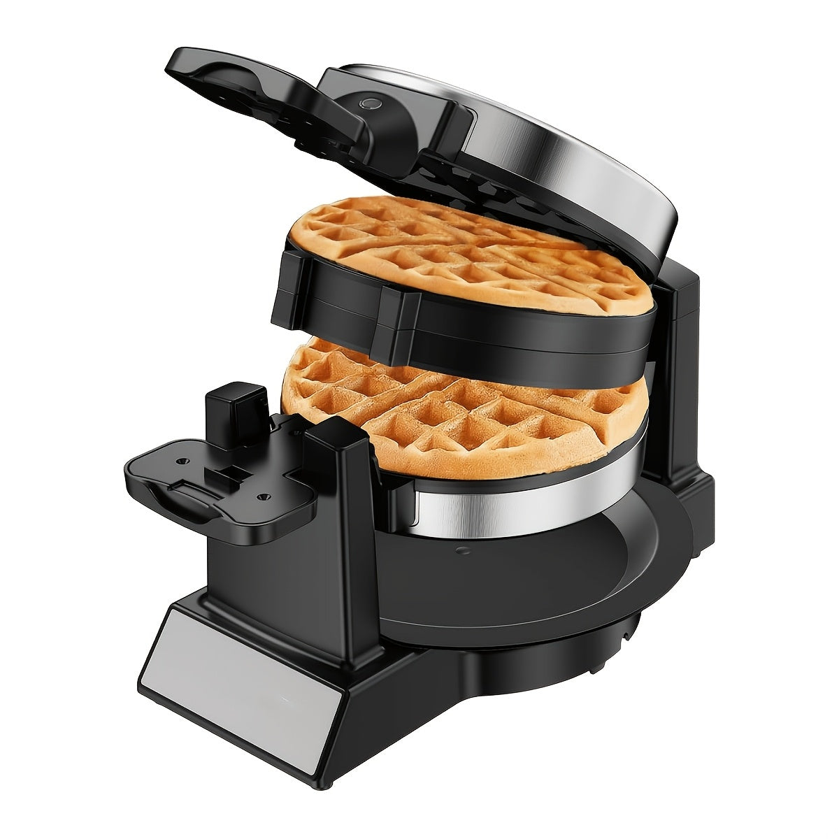 [Rotating Belgian Waffle Maker] Waffle Maker, Rotating Belgian Waffle Maker, 180 Degree Flip Waffle Iron, Non-Stick Plate, Adjustable Browning Control, Foldable Cool Touch Handle, Removable Drip Tray, Space Saving Storage, Stainless Steel