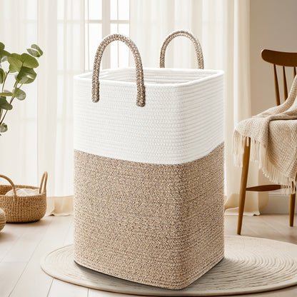 Jumbo Size Cotton Material Laundry Basket, Woven Cotton Rope Laundry Basket, 10.57/ 15.85gal/ 21.13gal/ 26.42gal Multifunctional Storage for Dirty Clothes,, And Blankets In The Bathroom And Living Room, Laundry Storage Baskets, Bins &