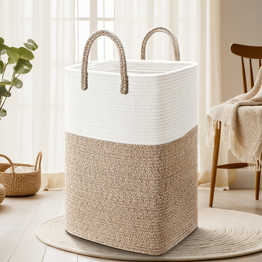 Jumbo Size Cotton Material Laundry Basket, Woven Cotton Rope Laundry Basket, 10.57/ 15.85gal/ 21.13gal/ 26.42gal Multifunctional Storage for Dirty Clothes,, And Blankets In The Bathroom And Living Room, Laundry Storage Baskets, Bins &