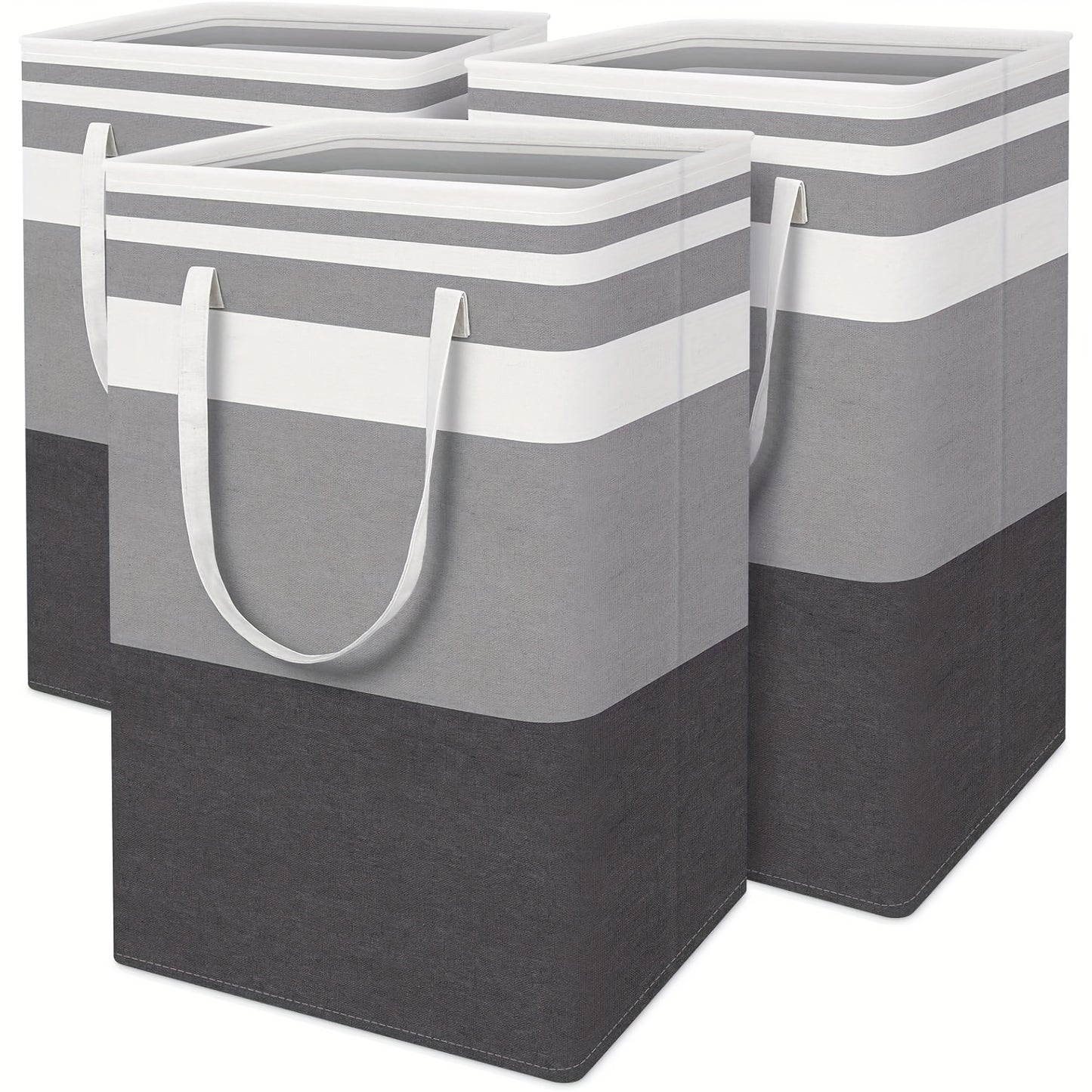 3pcs Laundry Basket, Freestanding Laundry Hamper, Collapsible Tall Clothes Hamper with Easy Carry Handles for Clothes, Towels in the Family and Dorm, Laundry Baskets
