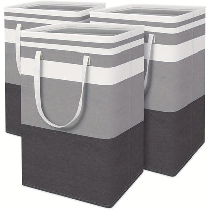 3pcs Laundry Basket, Freestanding Laundry Hamper, Collapsible Tall Clothes Hamper with Easy Carry Handles for Clothes, Towels in the Family and Dorm, Laundry Baskets