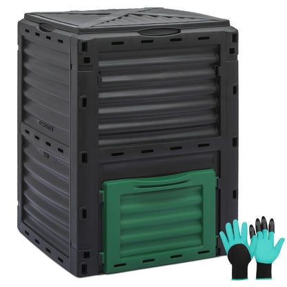 Monibloom 80 Gallon Large Compost Bin, BPA Free Outdoor Tumblers for Garden Patio, All-Season Fast Working Rotating Chamber Composters for Garden Patio W/Sliding Door