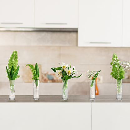 WHONLINE 15 Pcs Clear Glass Cylinder Vases, 7.5 Inch Tall, Glass Flower Vase Centerpieces, Glass Flower Vase, Hurricane Floating Candle Holder Vase for Table Shelf, Party, Wedding, Home Decor, Collectible Buildings & Accessories