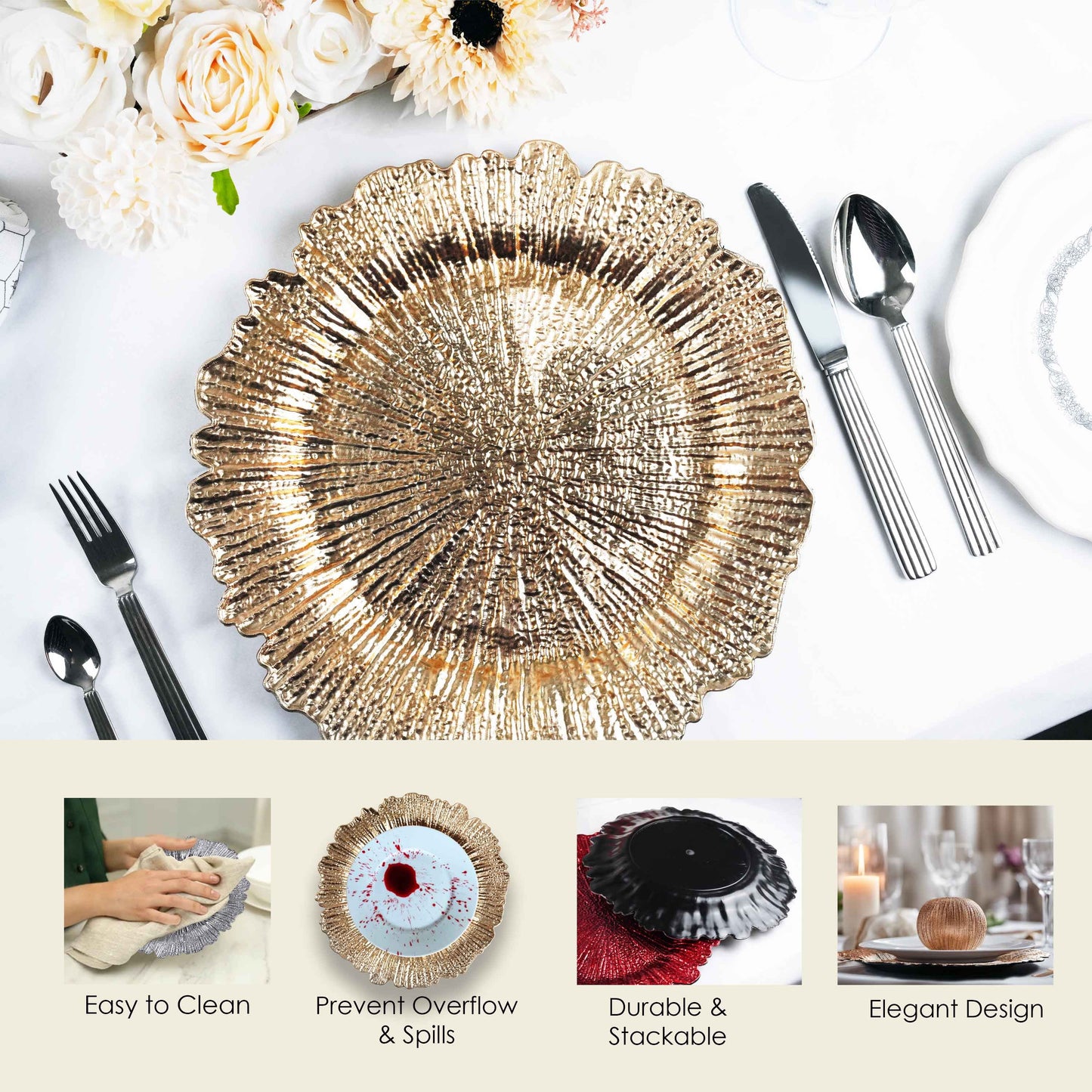 24pcs 13" Charger plate, Floral Reef Charger for dinning plates, Table setting and Wedding party table decor.