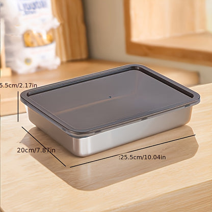 Buy Three Get Two, A Total of 5 Stainless Steel Food Storage Containers - with Free Lids, Durable Baking Trays, Reusable, Suitable for Picnics, Meal Preparation, Refrigerator Organization, And Kitchen Essentials | Easy to Clean, Stackable