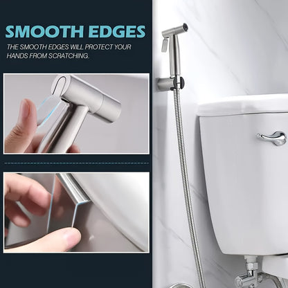 1 Set Wall-Mounted Handheld Spray Gun Sitting Bath - Includes Spray Gun, Bracket, Teflon Tape, And Flexible Extension Hose. Quickly Adapts to Toilets, Bathrooms, And Sinks; Suitable for Household Cleaning, Gardening, And Pet Washing.