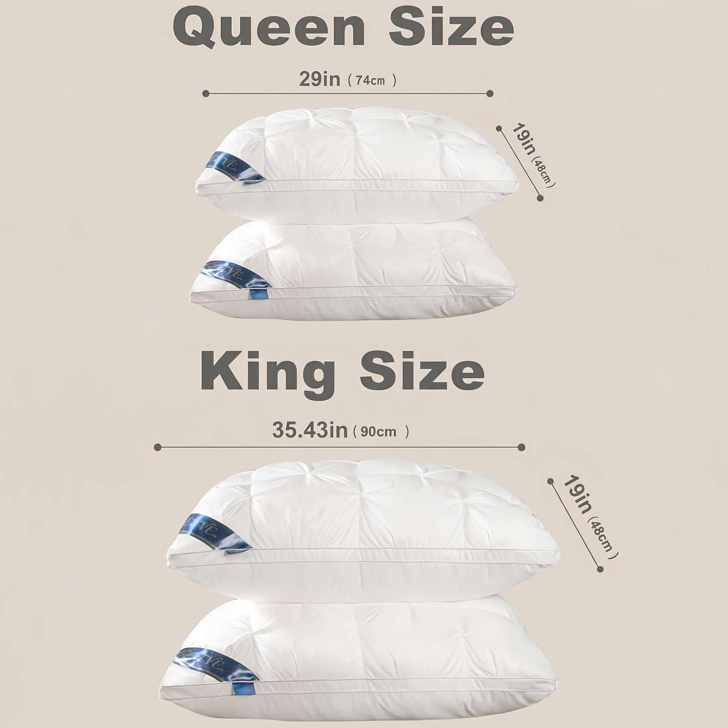 Pillows 2 Pack Queen King Size – Luxury Hotel Quality Deep Sleep Neck Support Pillow High Fluffiness Soft Breathable Fabric All Season Bed Pillow Set