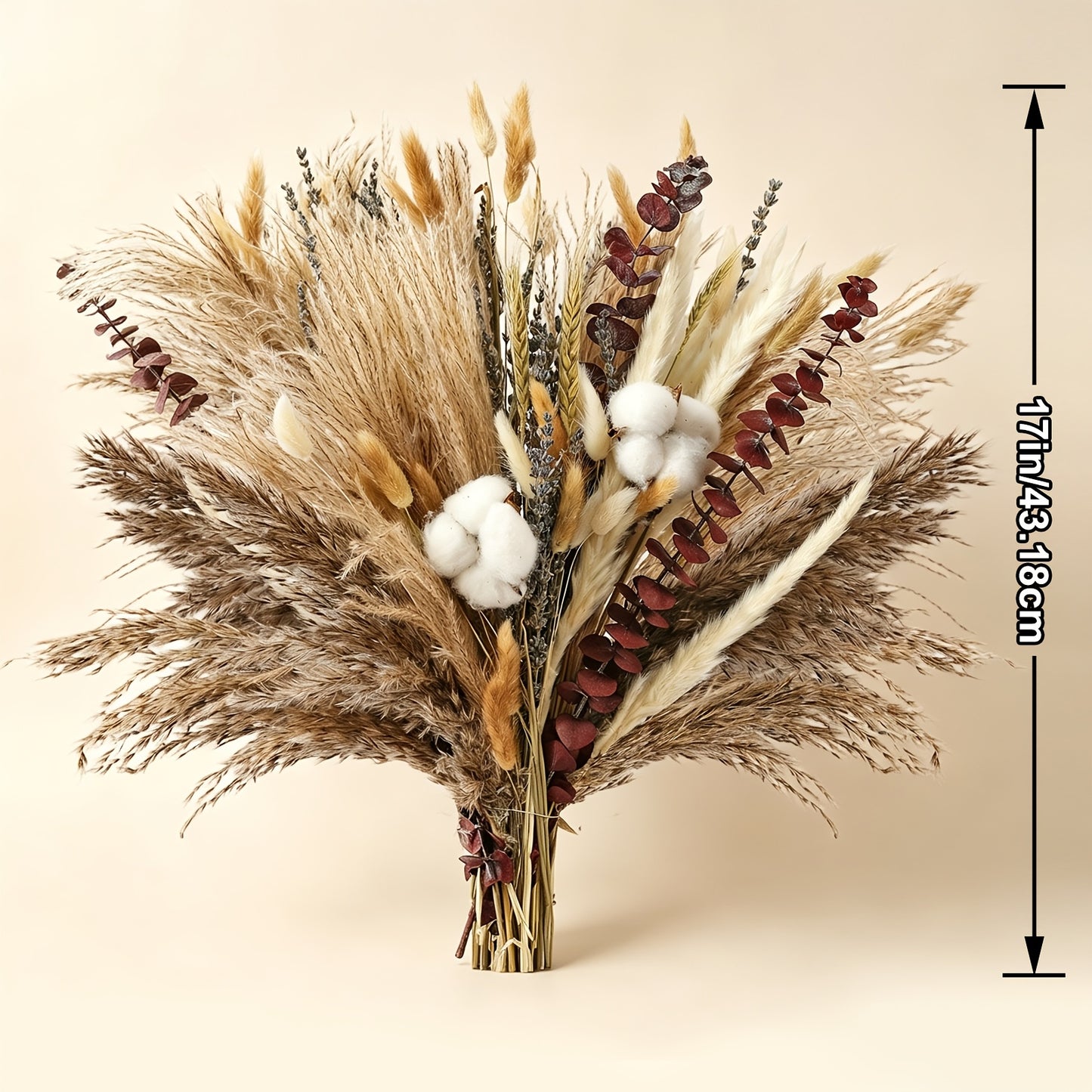 Natural Dried Flower Bouquet - Pampas Grass, Stems, Bunny Tails, Eucalyptus, Lavender & Wheat - Rustic Boho Decor for Home, Fall Decorations for Home, Wedding, Or Gift