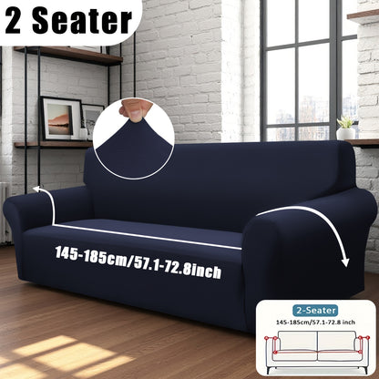 Classic Stretch Sofa Cover with Elastic Band, Milk Fiber Fabric Slipcover-Grip, Machine Washable, Polyester & Spandex, Fits Armchair to 4-Seater Sofas, International Style Throw Design