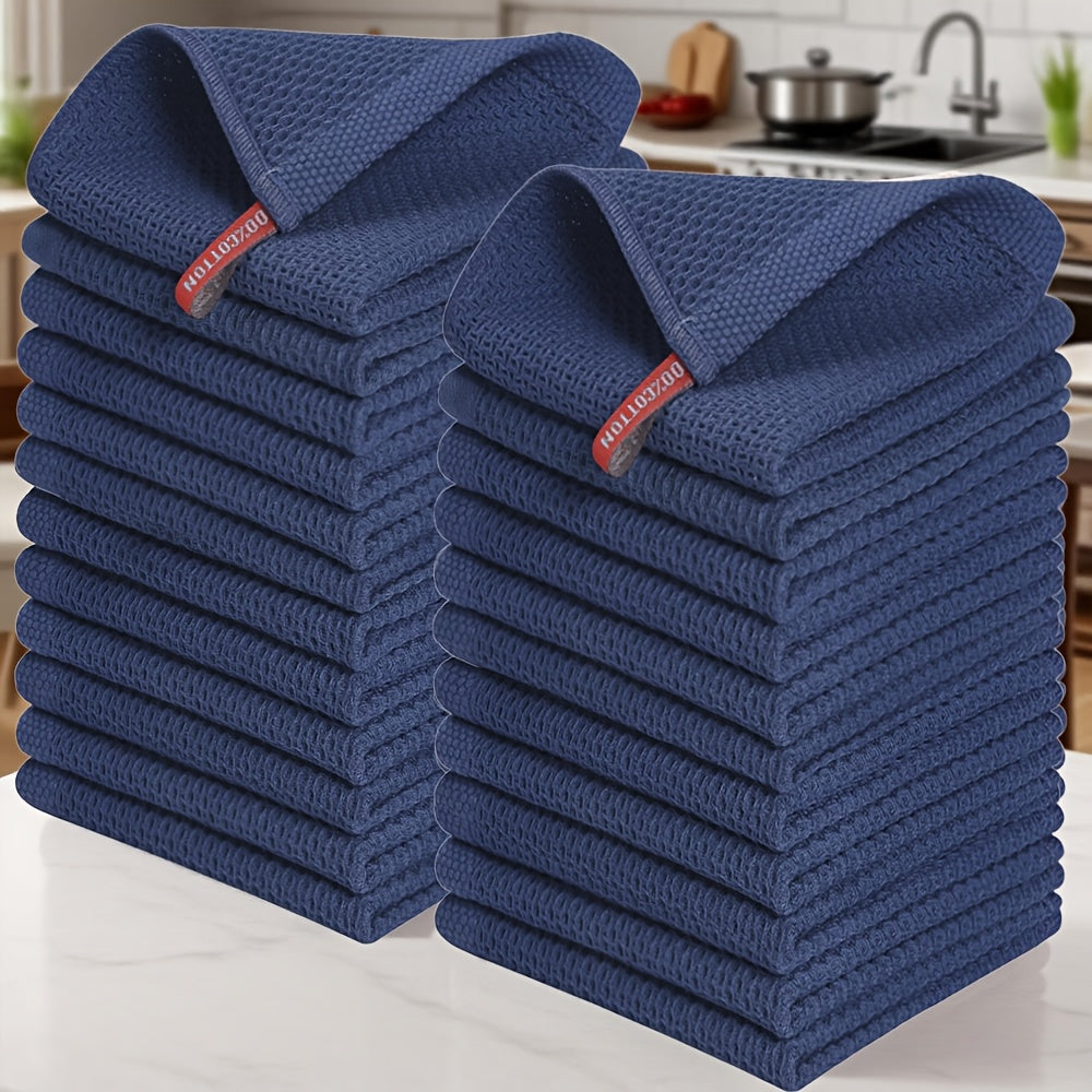 23pcs 100% Cotton Waffle Weave Kitchen Dish Cloths, Ultra Soft Absorbent Quick Drying Dish Towels, 12 X 12 Inches, Great for Cooking, Cleaning And Wiping Hands, Kitchen Decor And Accessories.