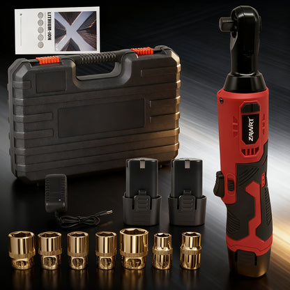 12V Cordless Electric Ratchet Wrench Set, 45Nm High Torque 3/8" Ratchet, Rechargeable High Torque Automotive Repair Angle Frame Installation Tool, Home Improvement Tool, Best Gift for the Family