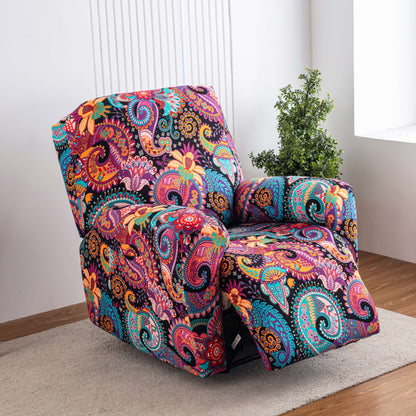 4pcs/set High Elasticity Lounge Chair Cover with Side Pockets, Elastic Printed Lounge Chair Cover Suitable for Bedrooms, Offices, Living Rooms, Durable, Pet Friendly, And Essential for Home Holiday Decoration