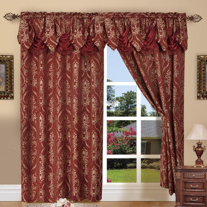 Elegant Comfort Luxury 2pc Fancy Penelope Jacquard Design Room Darkening 54 x 84 inch Rod Pocket Curtain Panel Set With Attached Waterfall Valance Machine Washable for Living Room, Bedroom, Study, Home Office, Curtains for Living Room, Bedroom Elegance, C