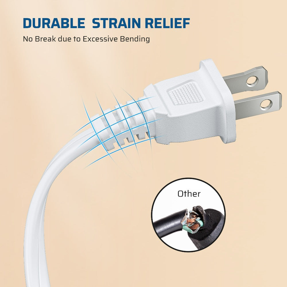 [Extension Cord Plugs] 4Pack 3FT Extension Cord, 2 Prong Outlets Plugs, 16AWG SPT-2 Cable, Safety Cover for Home Office Indoor Use