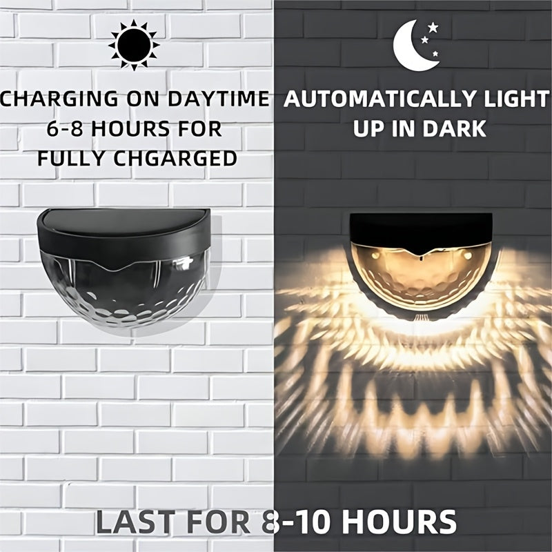 6pcs Solar Fence Lights Solar Deck Lights Solar Wall Lights, IPX4, Rechargeable Solar Cells, Suitable for Front Porch, Security Lights Wall Mounting, Patio, Fence Garage, Decoration, Wall Light Bars, Searchlight.
